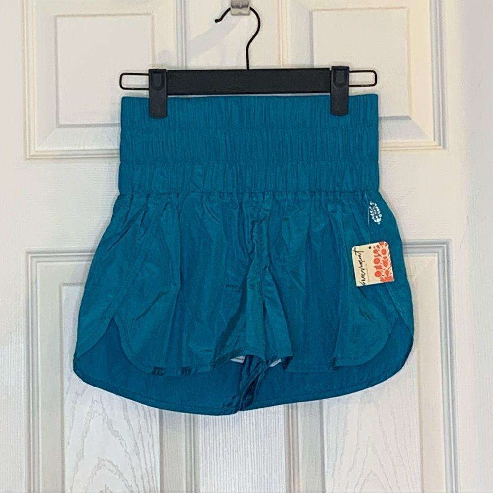FP Movement by Free People Metallic Blue The Way Home Hight Waisted Shorts XS